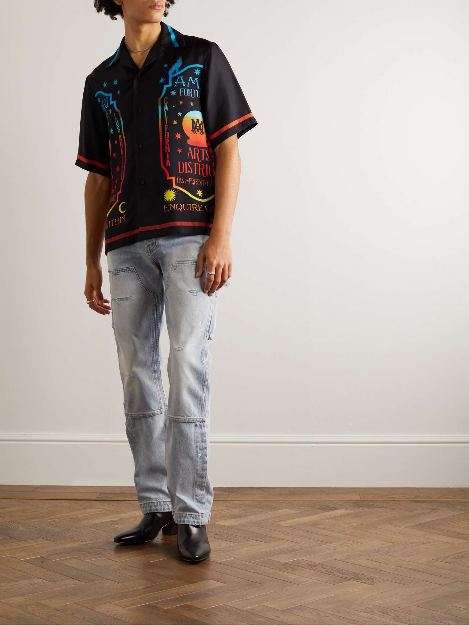 Camp-Collar Printed Silk-Twill Shirt - 2