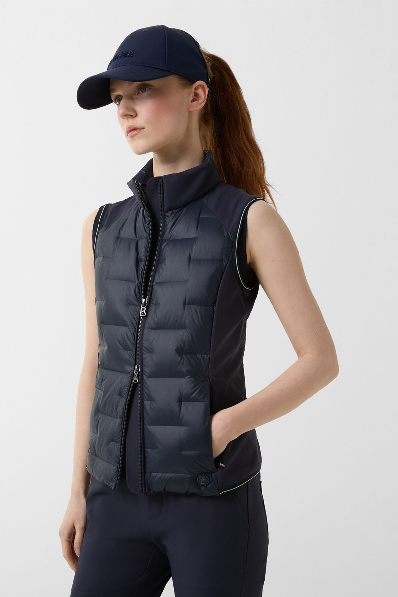 Lorina lightweight down vest in Navy blue 2