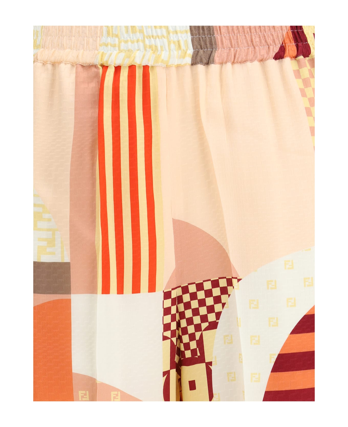 Patchwork Print Silk Crepe Pants - 3