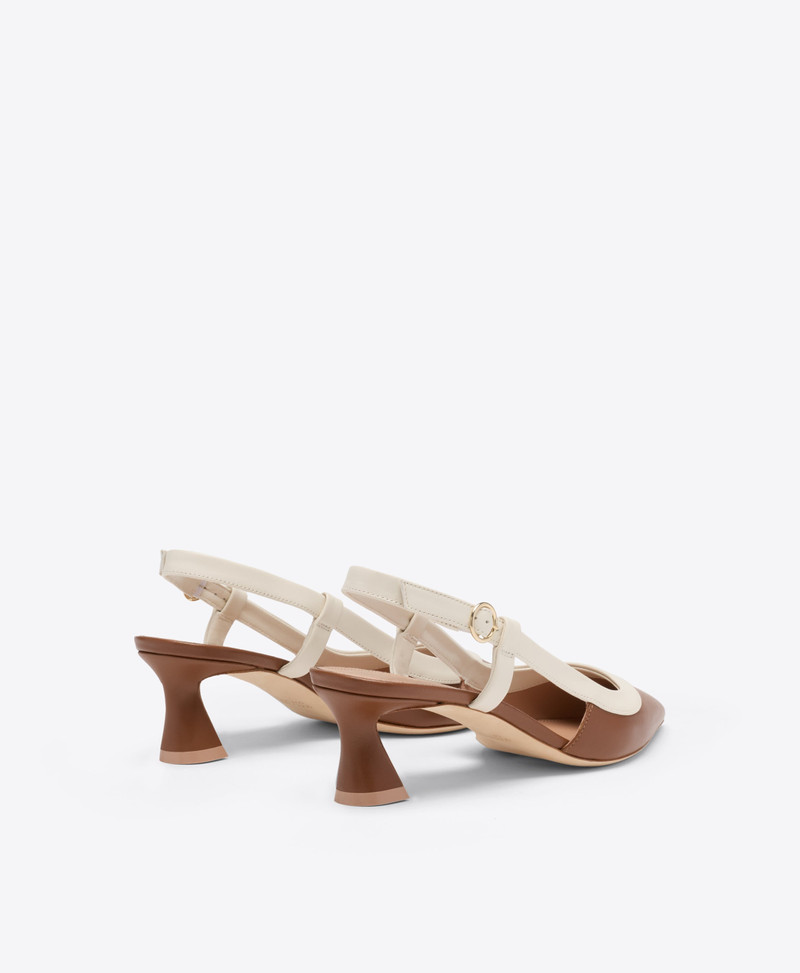 Tate 45 Brown Leather Heeled Slingbacks 3