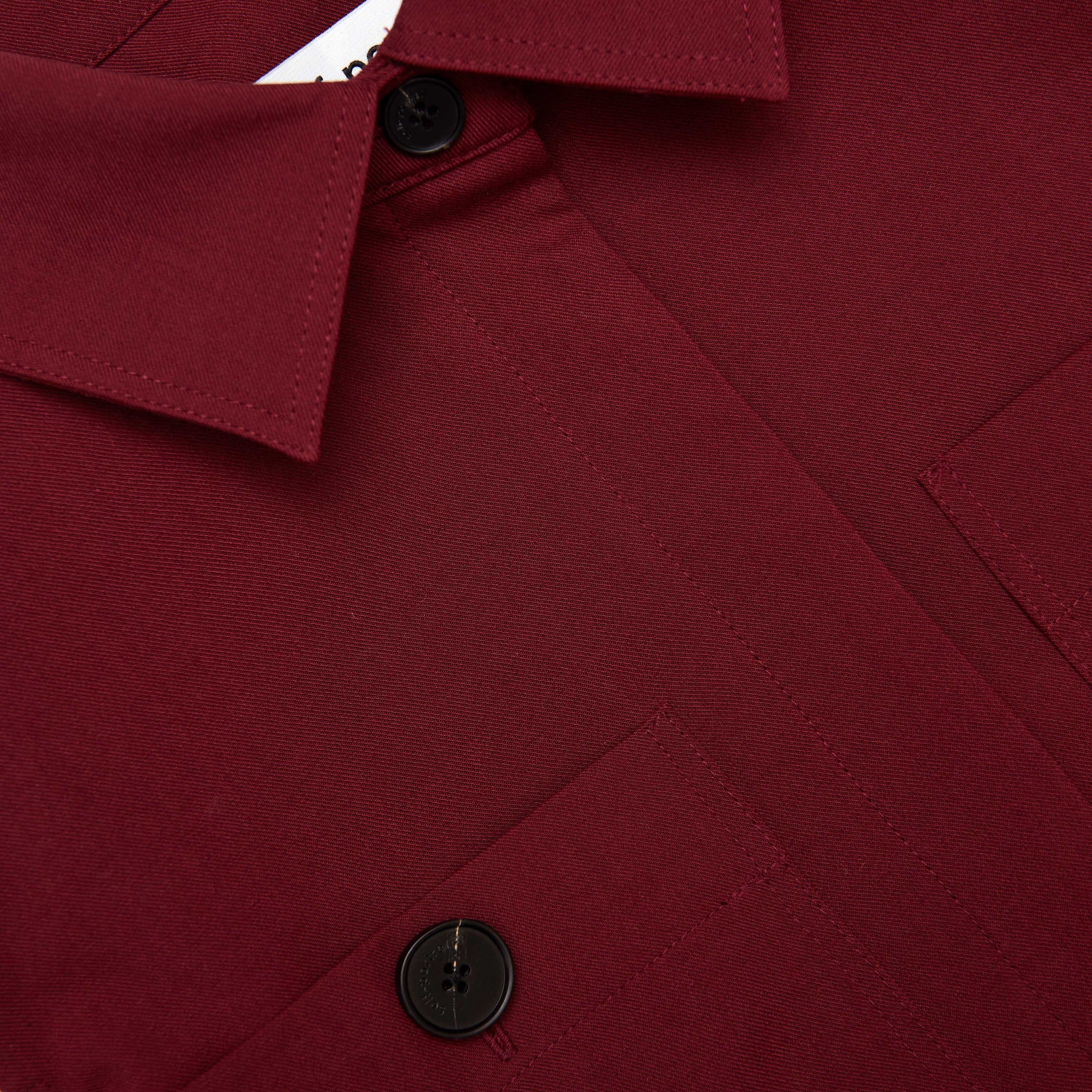 Burgundy Twill Belted Midi Dress - 5
