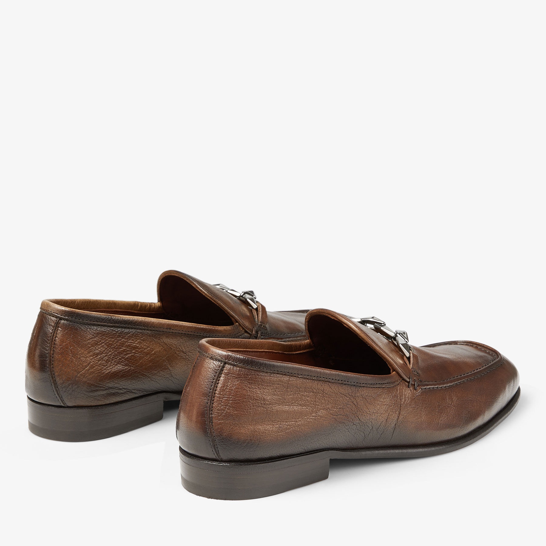 Maarti Reverse
Dark Tan Buffalo Leather Loafers with Chain Embellishment - 5