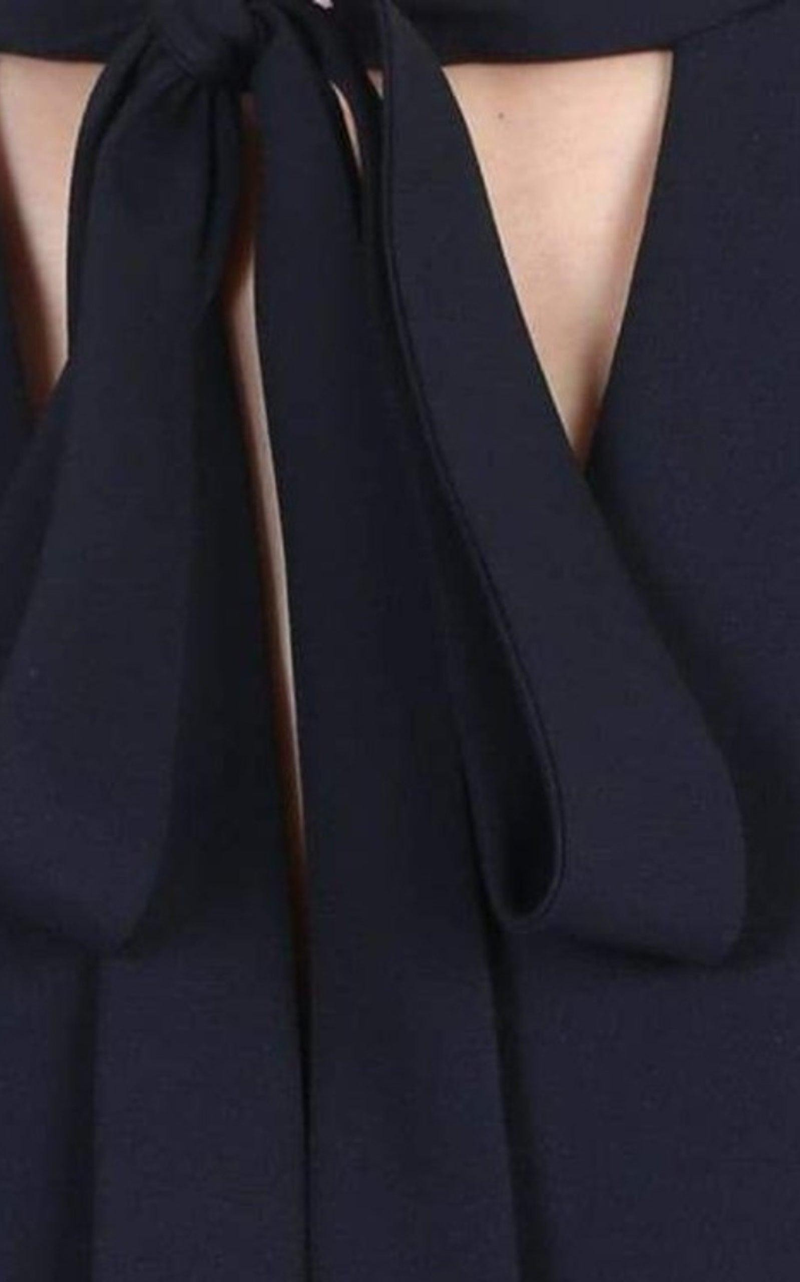 Neck Tie Shift Black Dress - 5