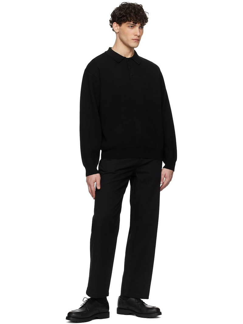 UNIFORM BRIDGE Black Collar L/S Knit Polo outlook