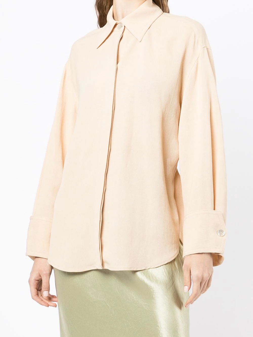 tie-fastened long-sleeved shirt - 4