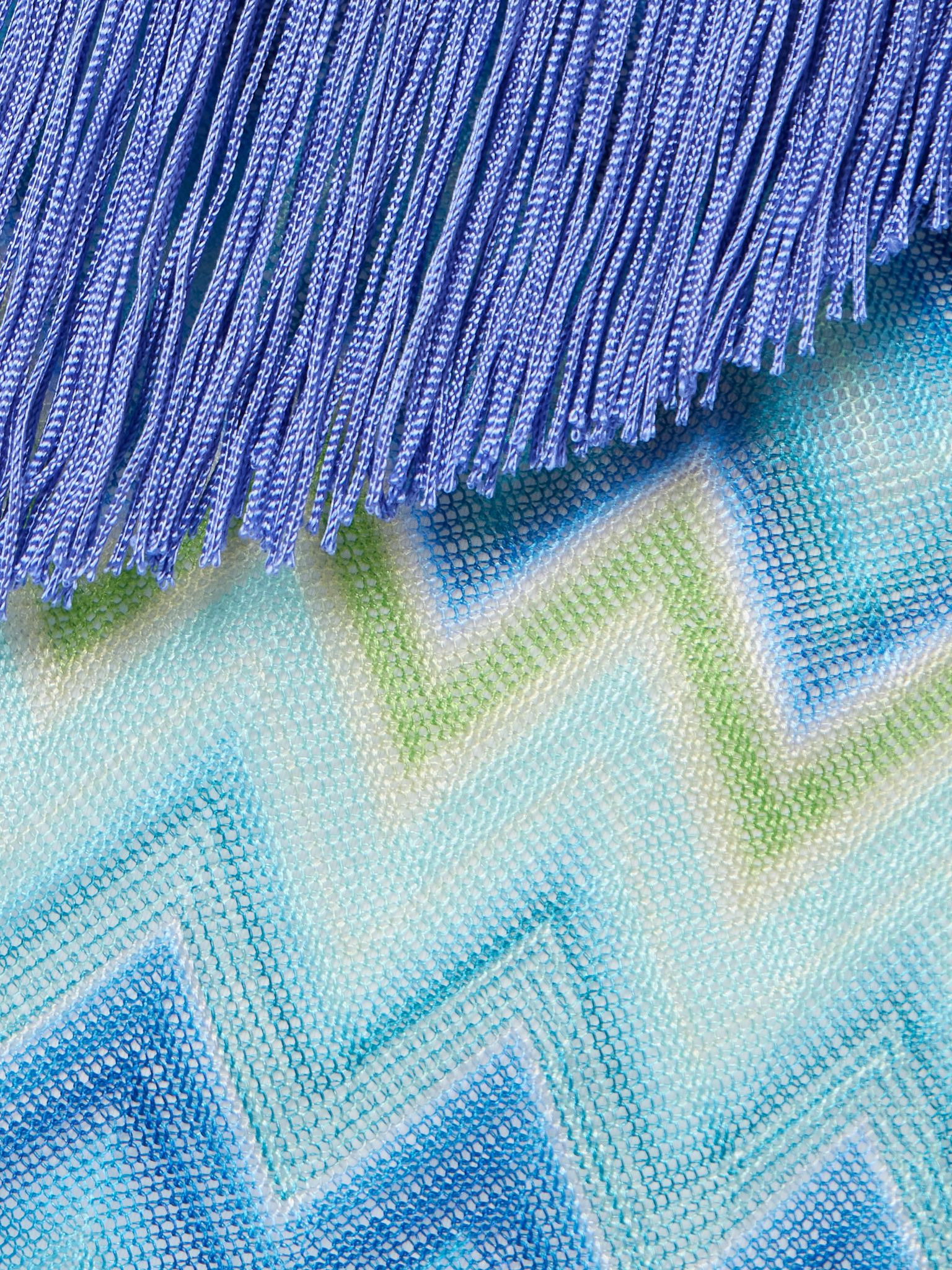 Mare cutout fringed striped crochet-knit swimsuit Turquoise - 4