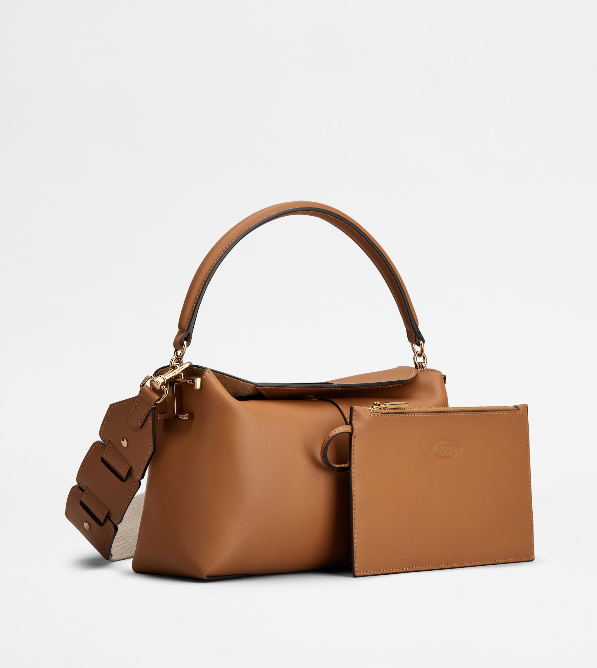 TOD'S T CASE SHOULDER BAG IN LEATHER MINI - BROWN - 4