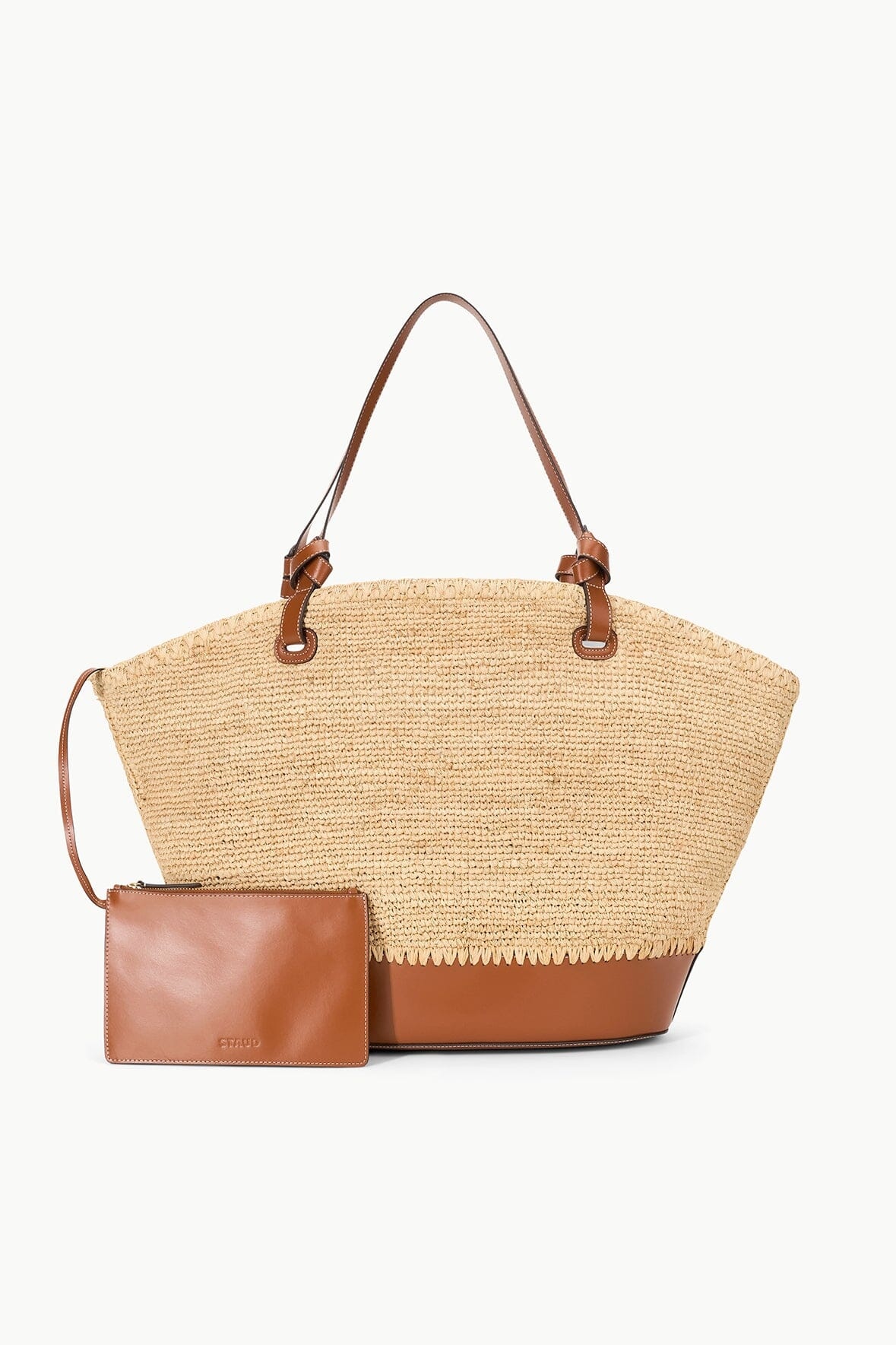 STAUD SQUILLO RAFFIA TOTE NATURAL TAN - 3
