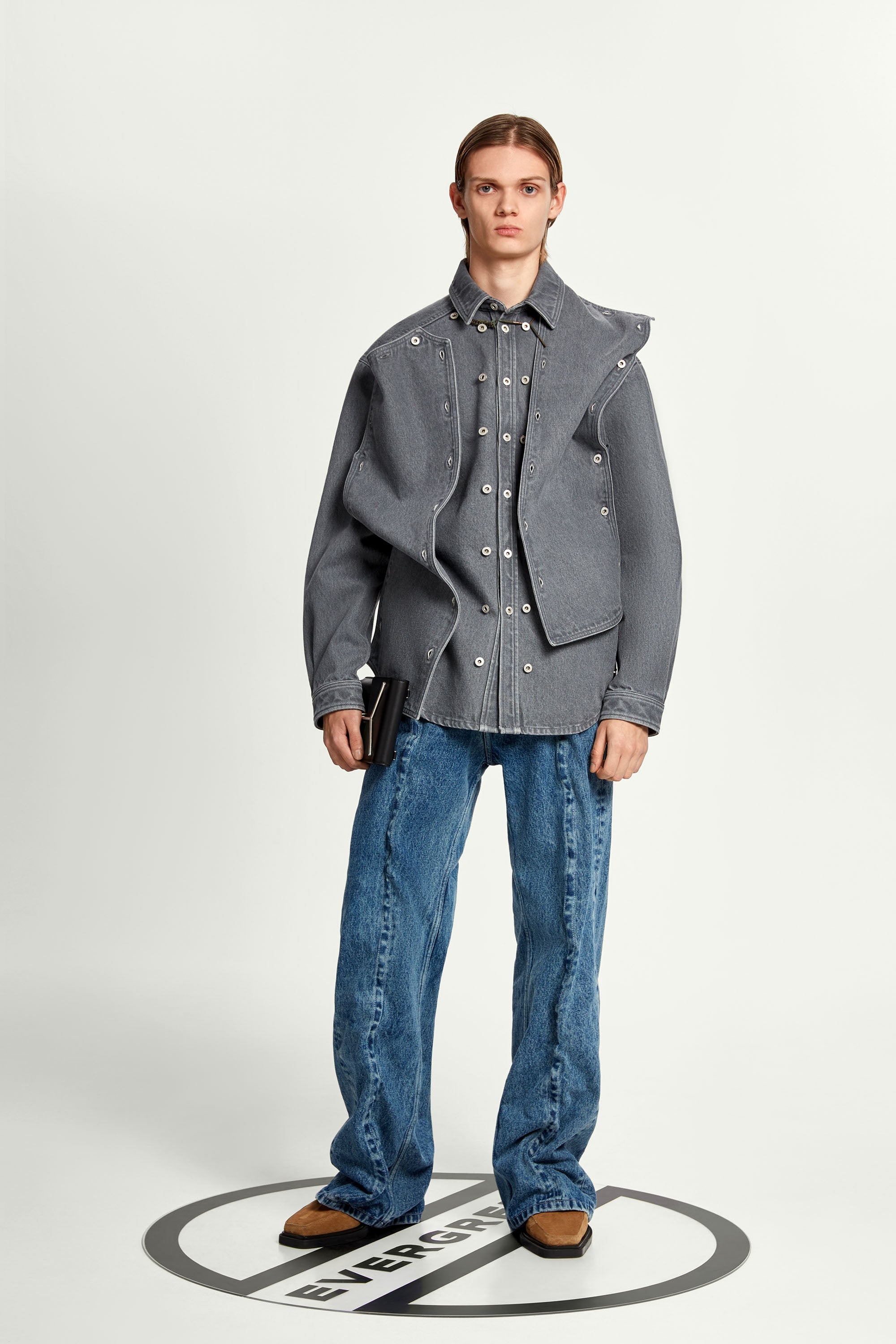 Classic Button Panel Denim Shirt - 2