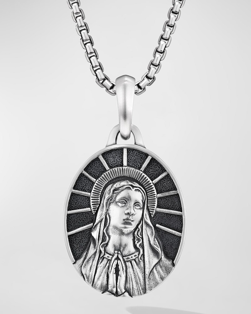 Men's Mary Pendant in Silver, 30mm 1