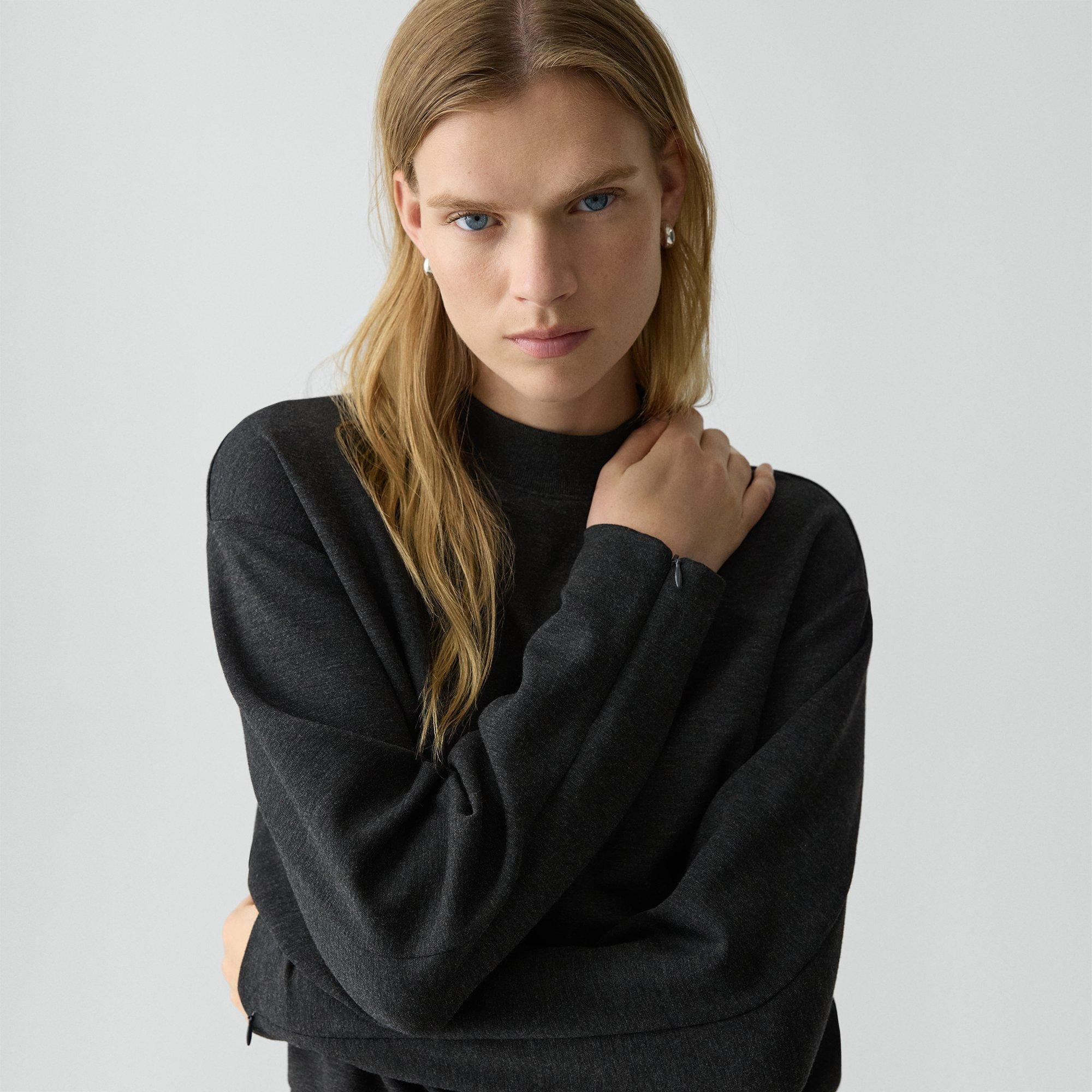 Mock Neck Sweatshirt in Double-Knit Jersey - 5