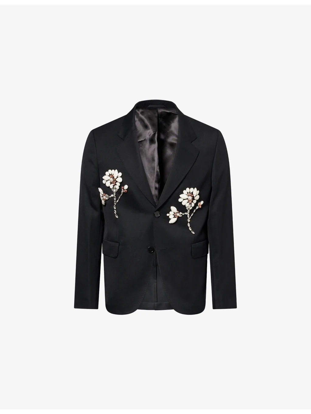 Jewel-Embellished Single-Breasted Wool-Blend Blazer - 1