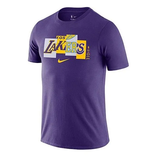 Men's Nike Lakers Casual Printing Round Neck Short Sleeve Purple T-Shirt DA7479-547 - 1