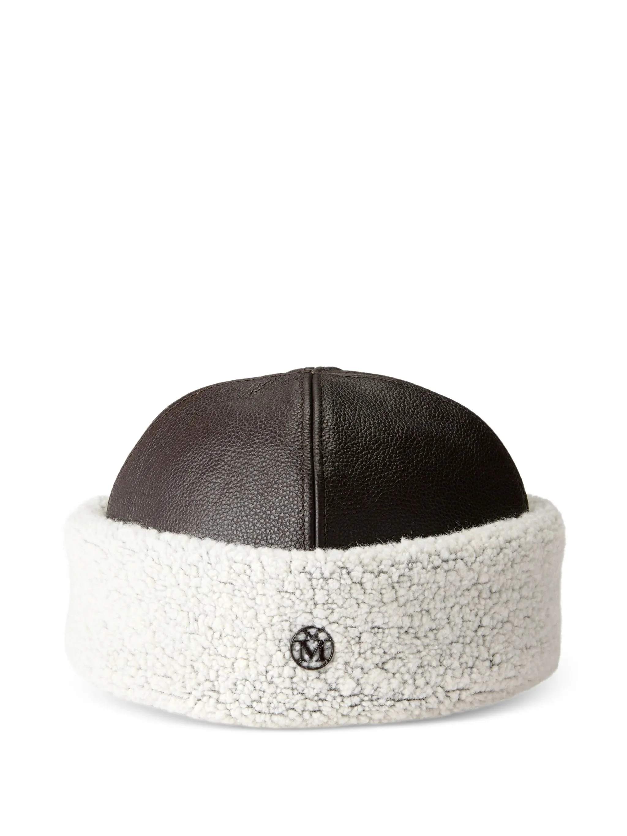 Maison Michel Marthe Shearling-trim Leather Hat - 1