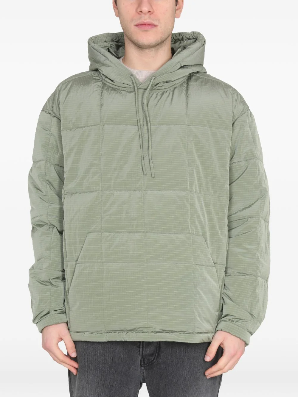 quilted-design hooded jacket - 1