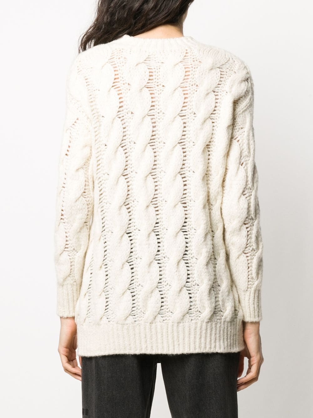 cable-knit crew neck jumper  - 4