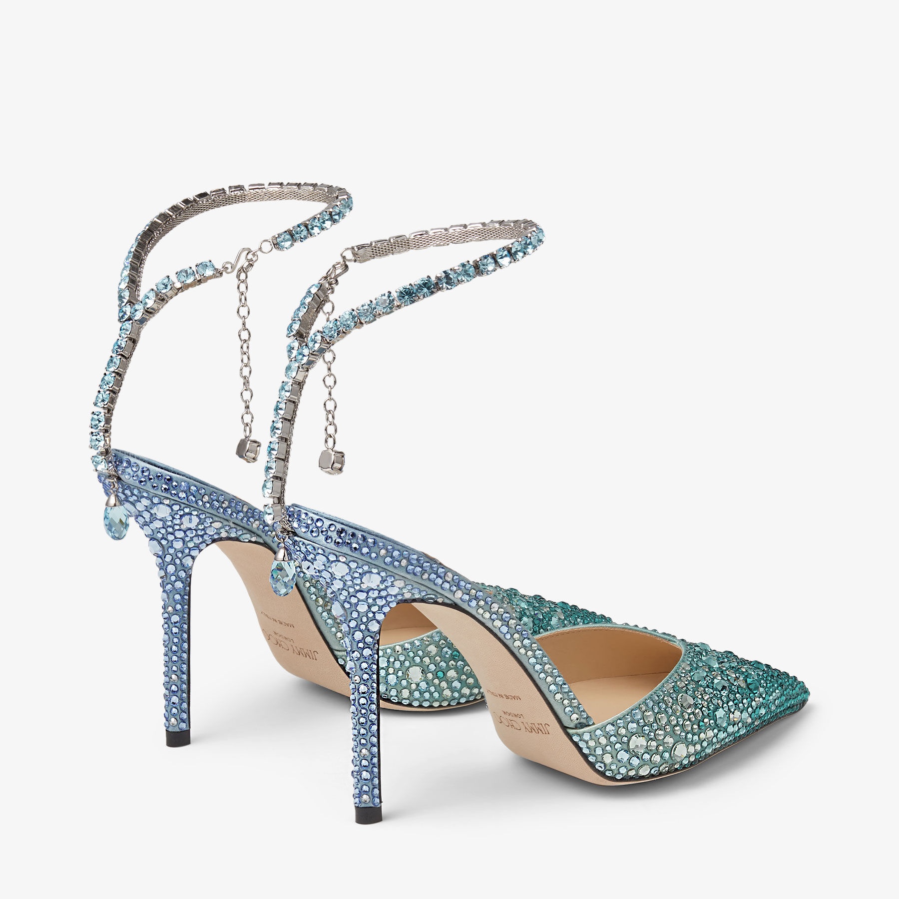 Saeda 100
Peacock Satin Pumps with Crystal Embellishment - 6