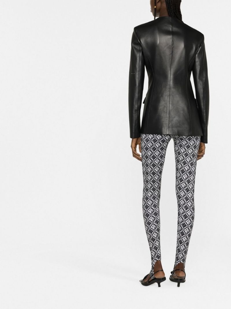 crescent moon diamond-jacquard leggings - 3