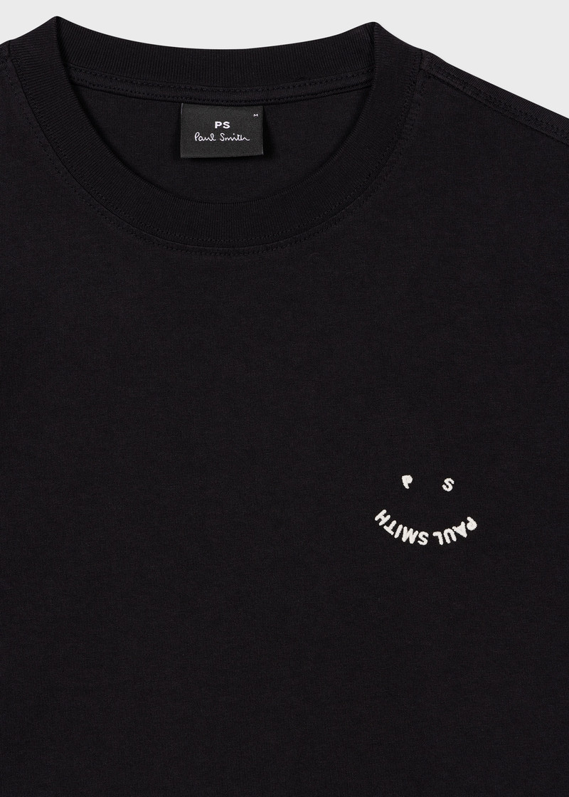 Paul Smith Black Embroidered 'Happy' T-Shirt outlook