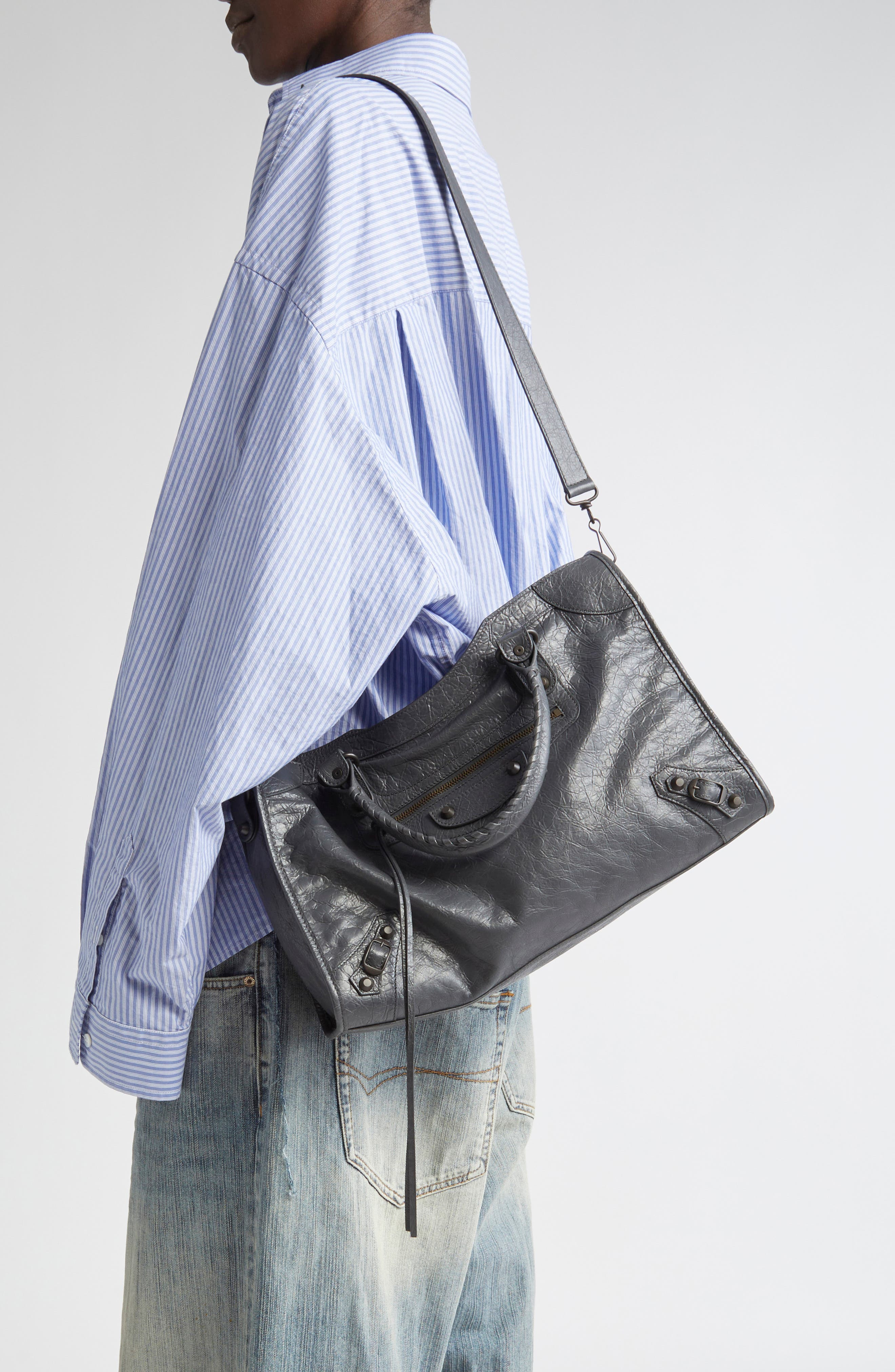 Balenciaga Medium Le City Leather Satchel in 1251 Volcanic Rock at Nordstrom - 3