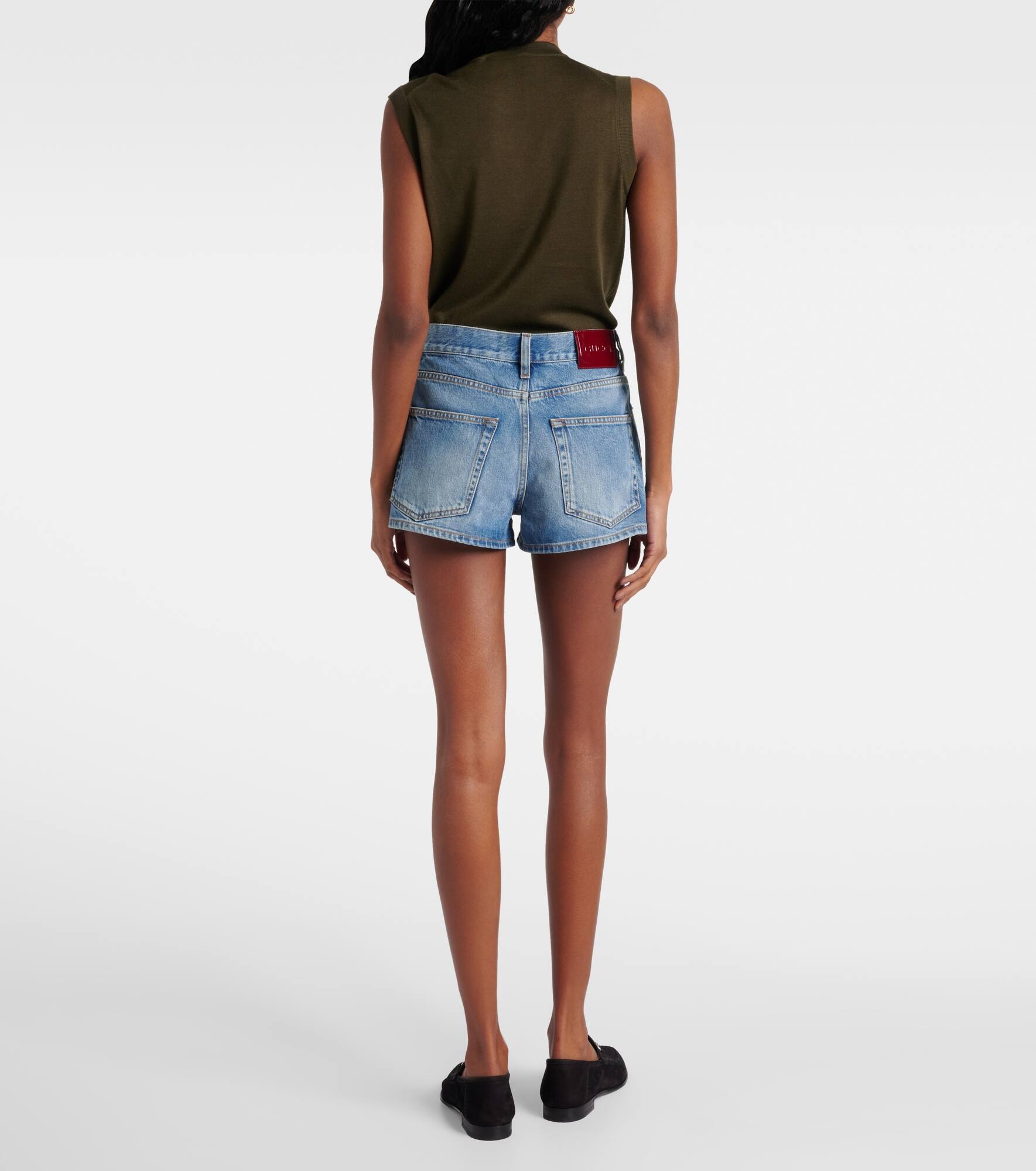 Mid-rise denim shorts - 3