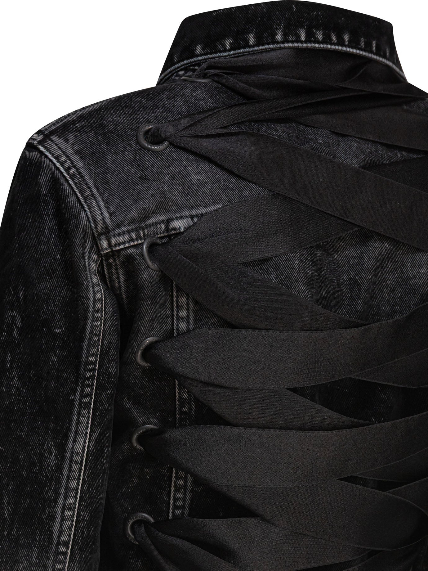 Balenciaga Women Denim Jacket With Laces - 4