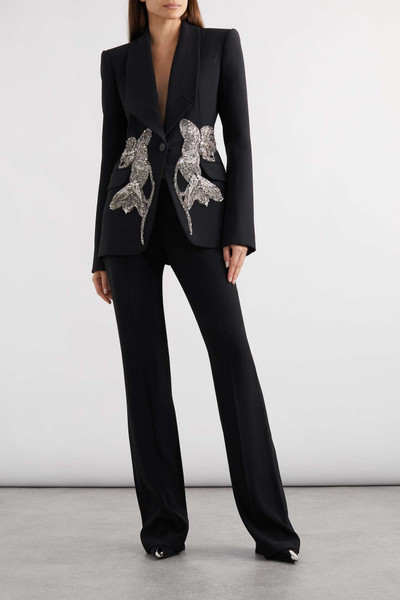 Alexander McQueen Crystal-embellished appliquéd crepe blazer outlook