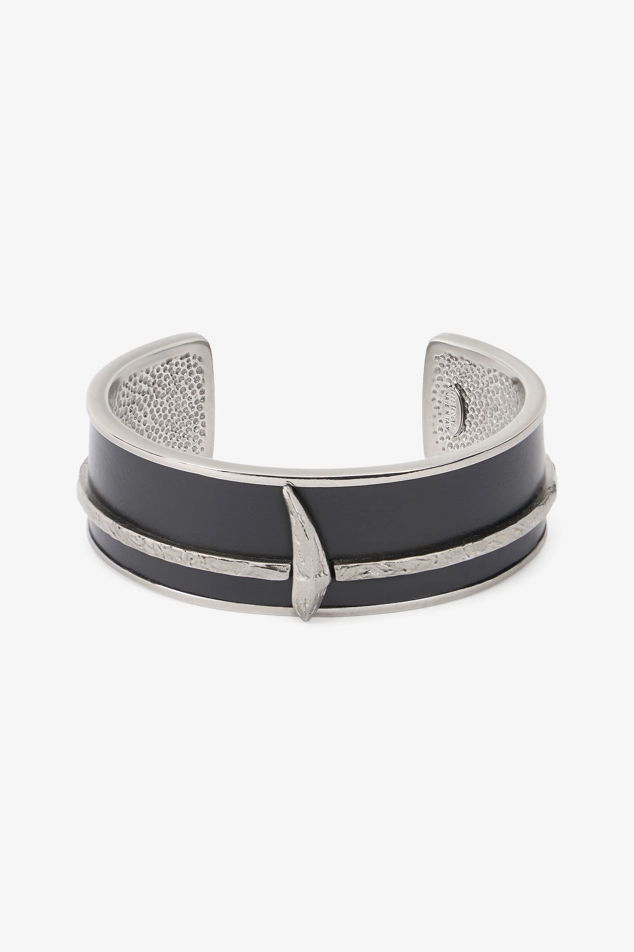 Black and Palladium Rigid Bracelet with Fang - 1