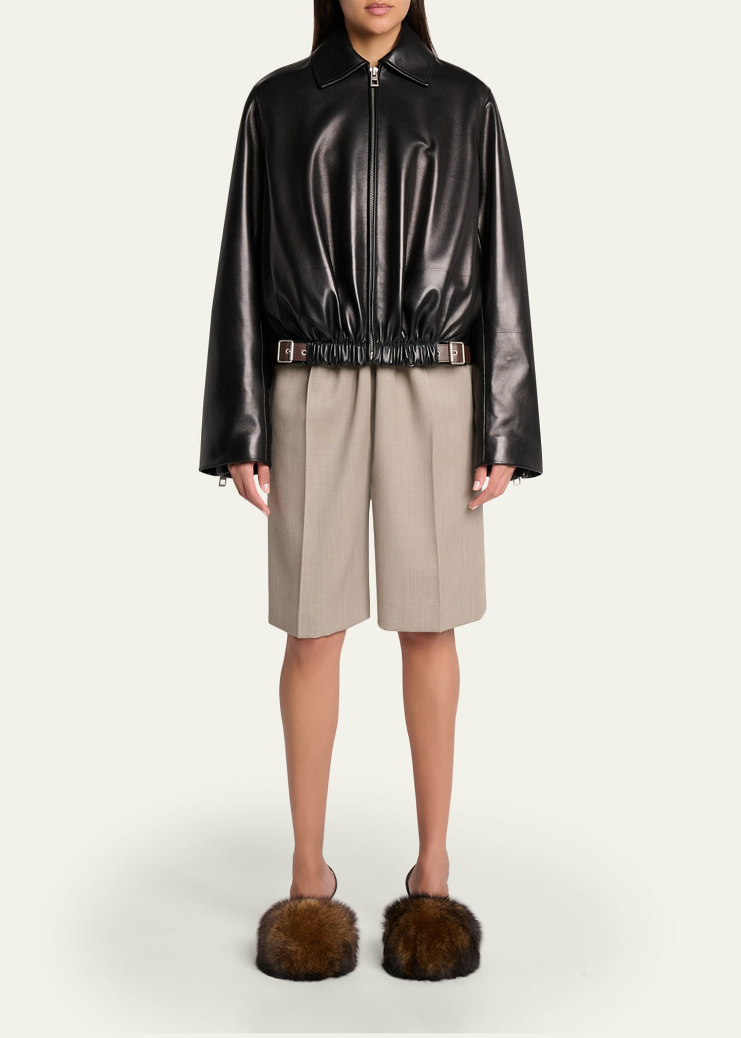 Buckle Leather Balloon Jacket - 2