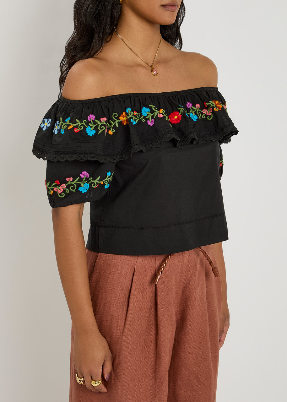 Rixo Lisette Floral-embroidered Cotton top - 2