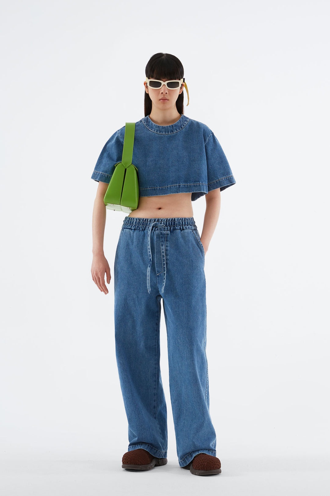 WASHED DENIM CROP TOP - 3