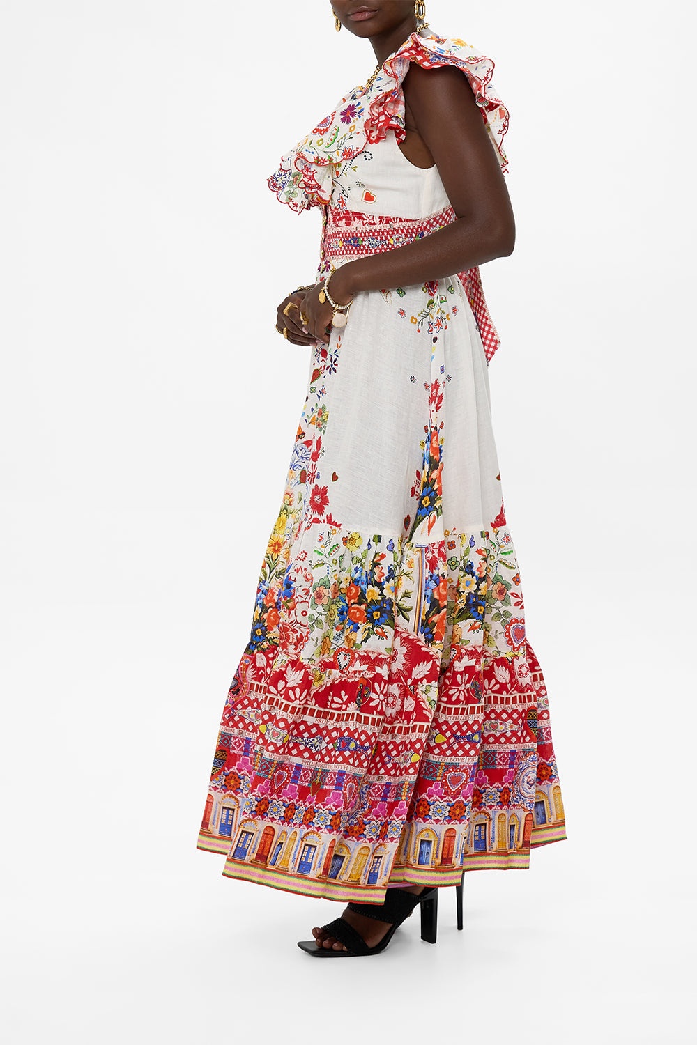 TIERED DRESS WITH NECK FRILL - 4