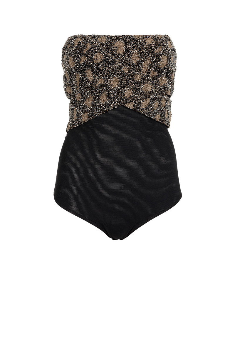 Bead-Embellished Wrap-Effect Bodysuit 1
