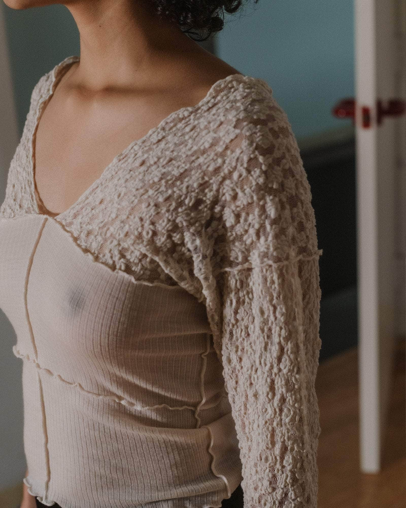 Nehru Long Sleeve Tee - Lace & Wool - 3
