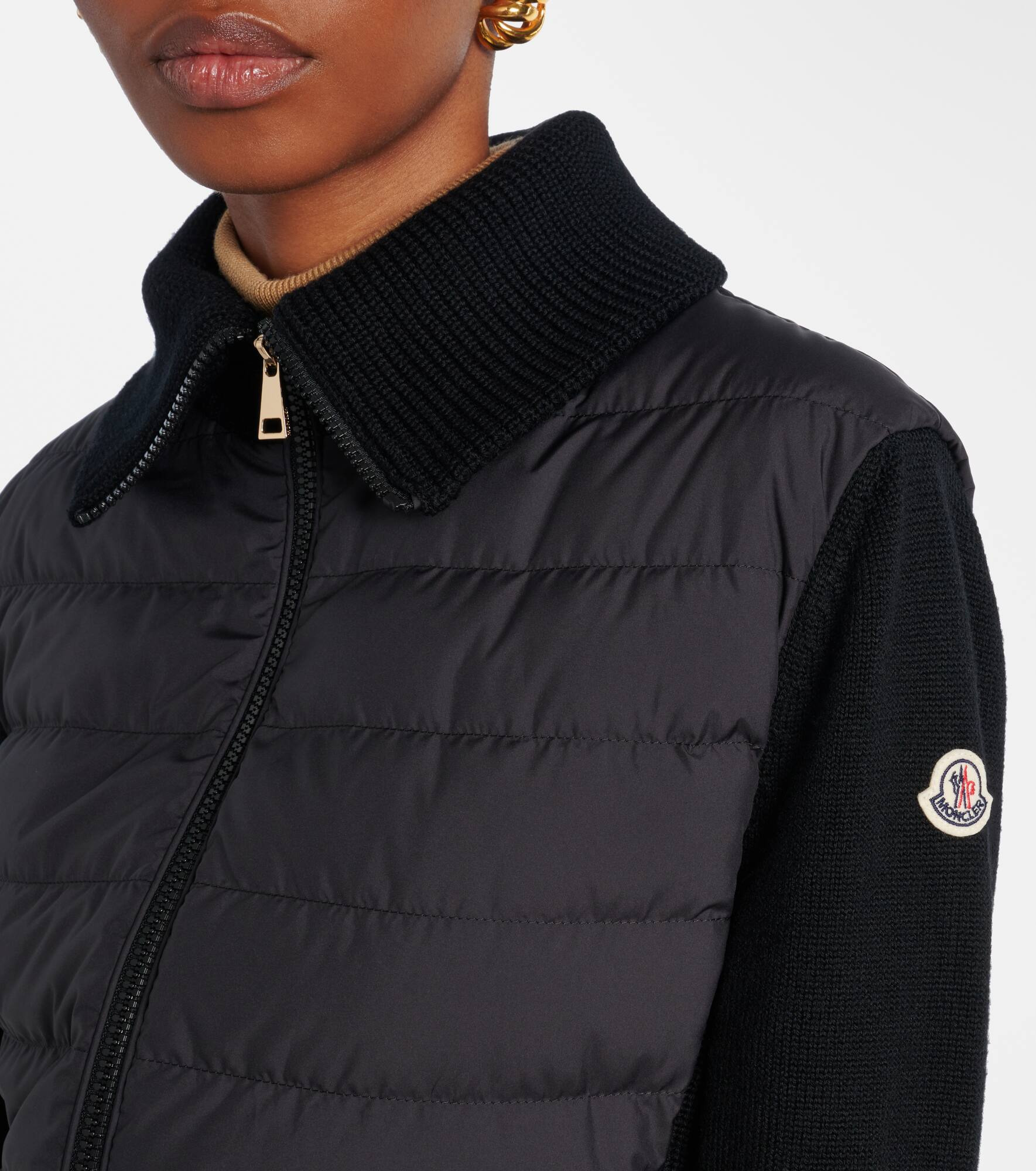 Down-paneled virgin wool cardigan - 4
