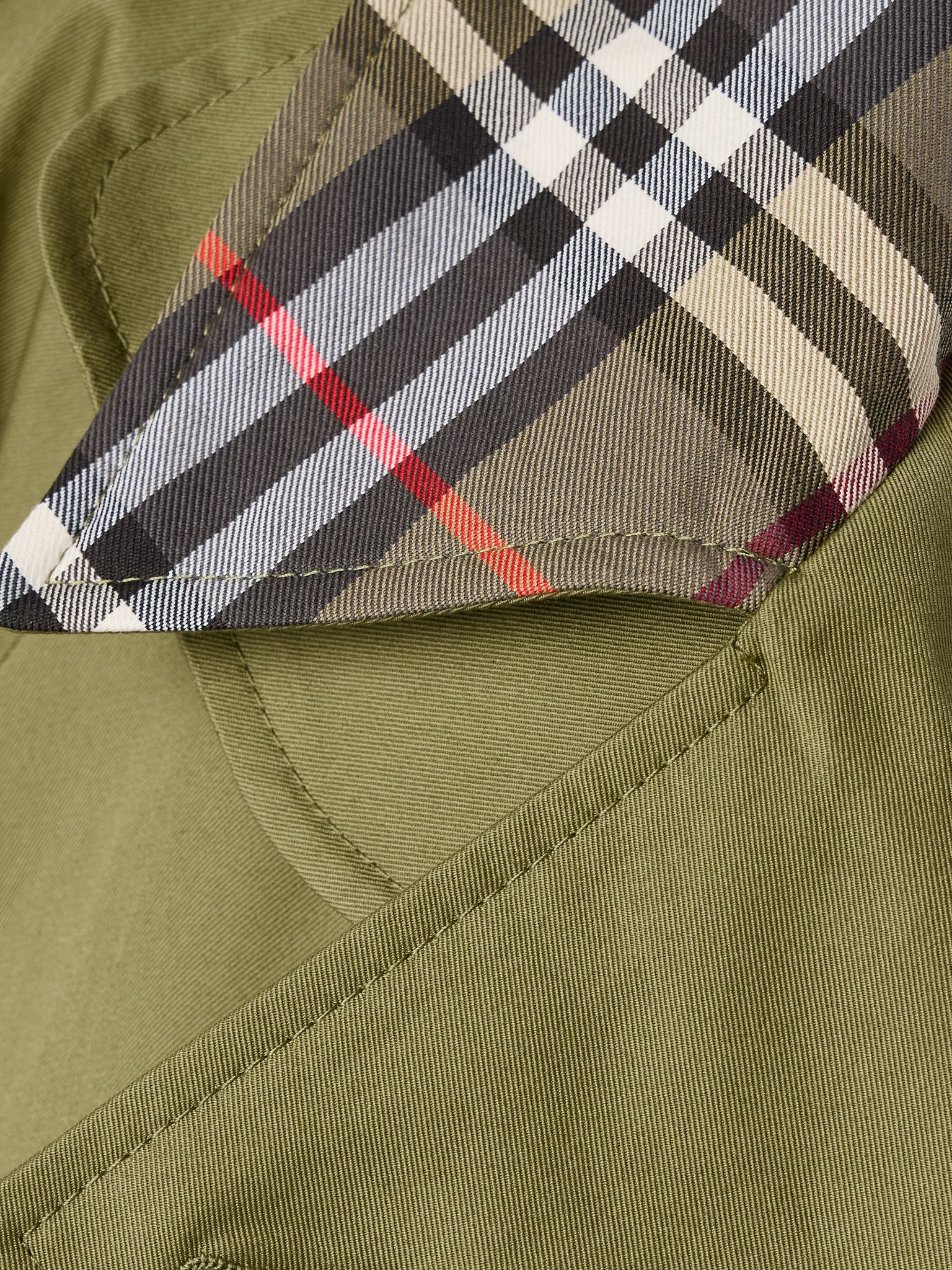 Belted double-breasted cotton-twill trench coat Green - 5