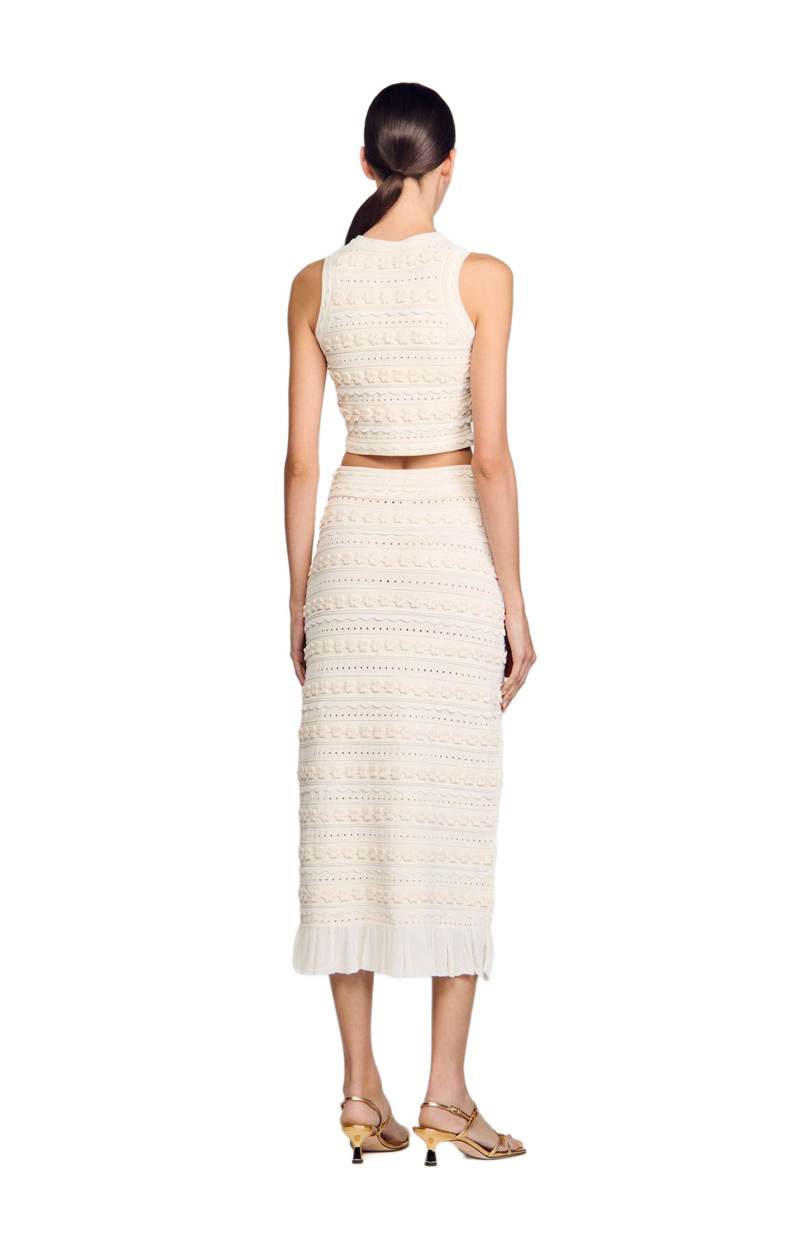 SANDRO Crochet detail sweater in Ecru at Nordstrom - 2