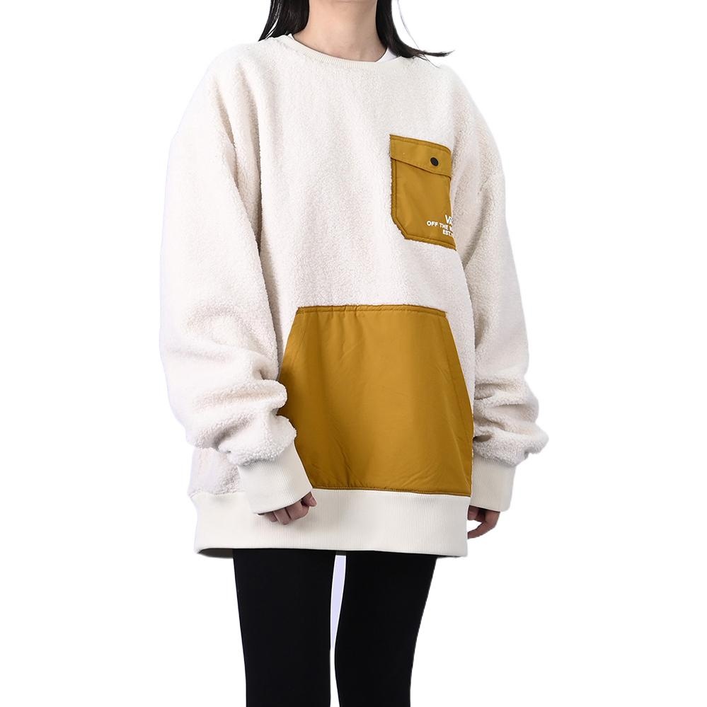 Vans lamb's wool Contrast Color Stitching Round Neck Couple Style Creamy White VN0A5H7M3KS - 2