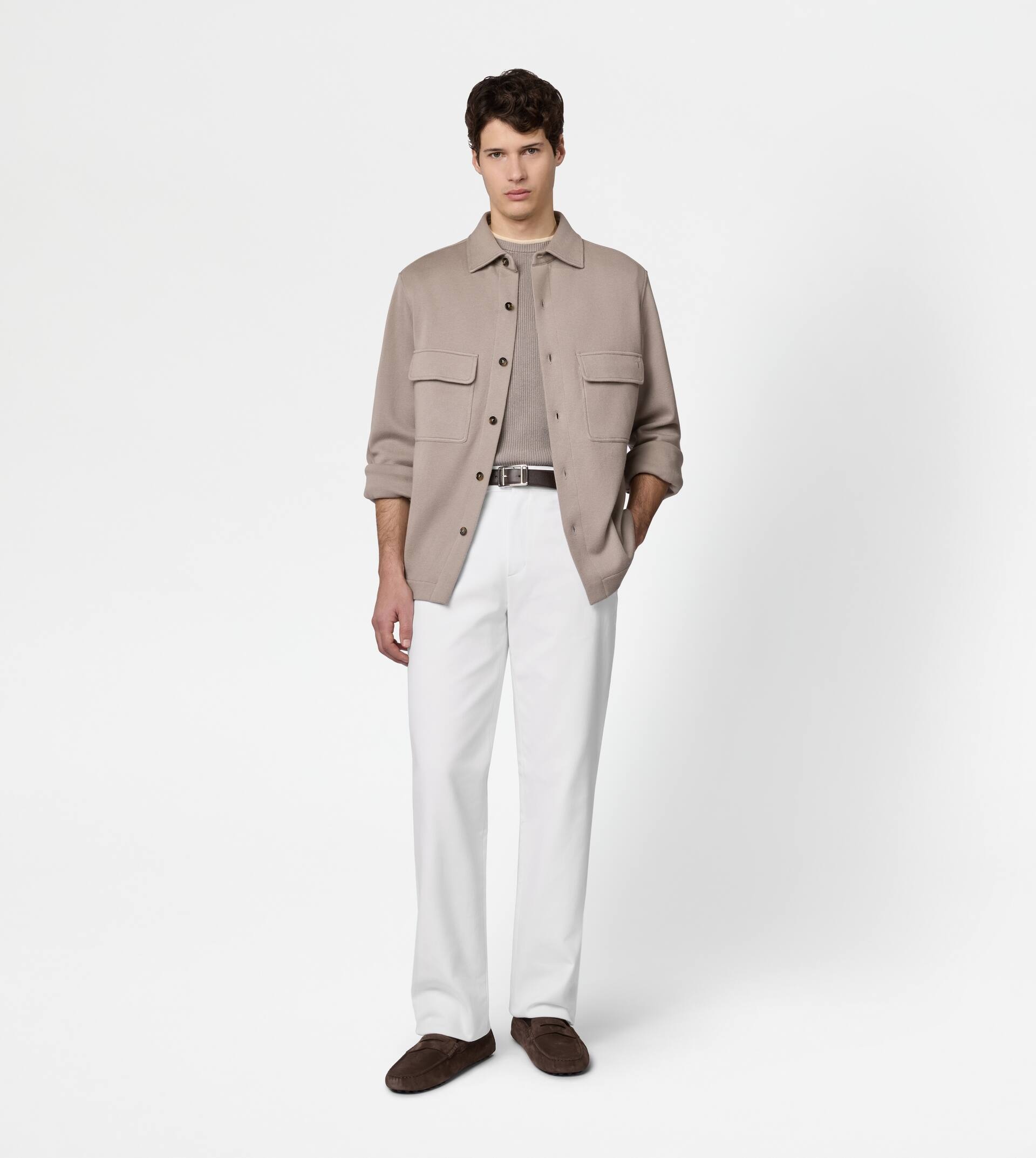 RELAXED FIT CHINO PANTS IN COTTON - WHITE - 2