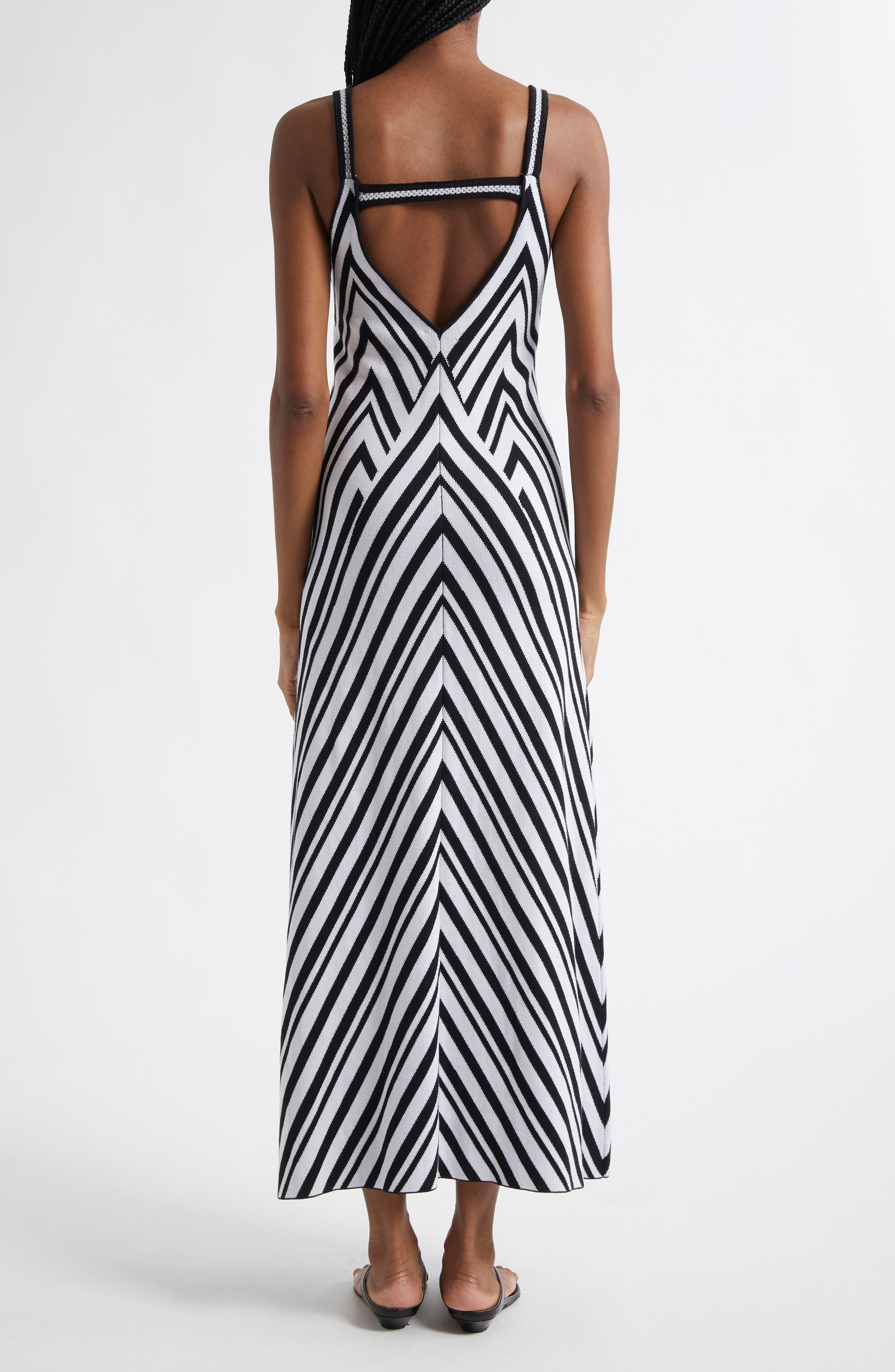 FARM Rio Chevron Stripe Sweater Dress in Black And White at Nordstrom - 2