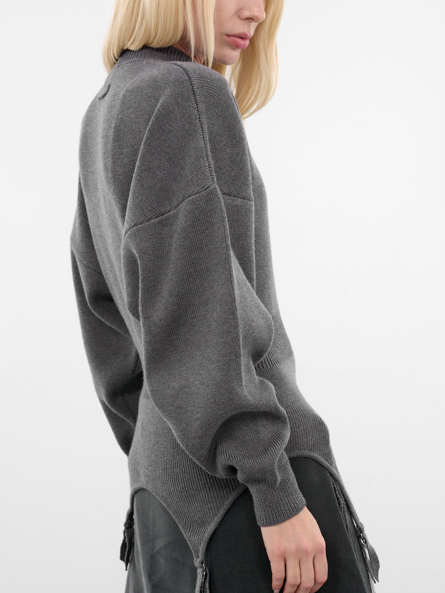 Gray Wool Garter Sweater - 5