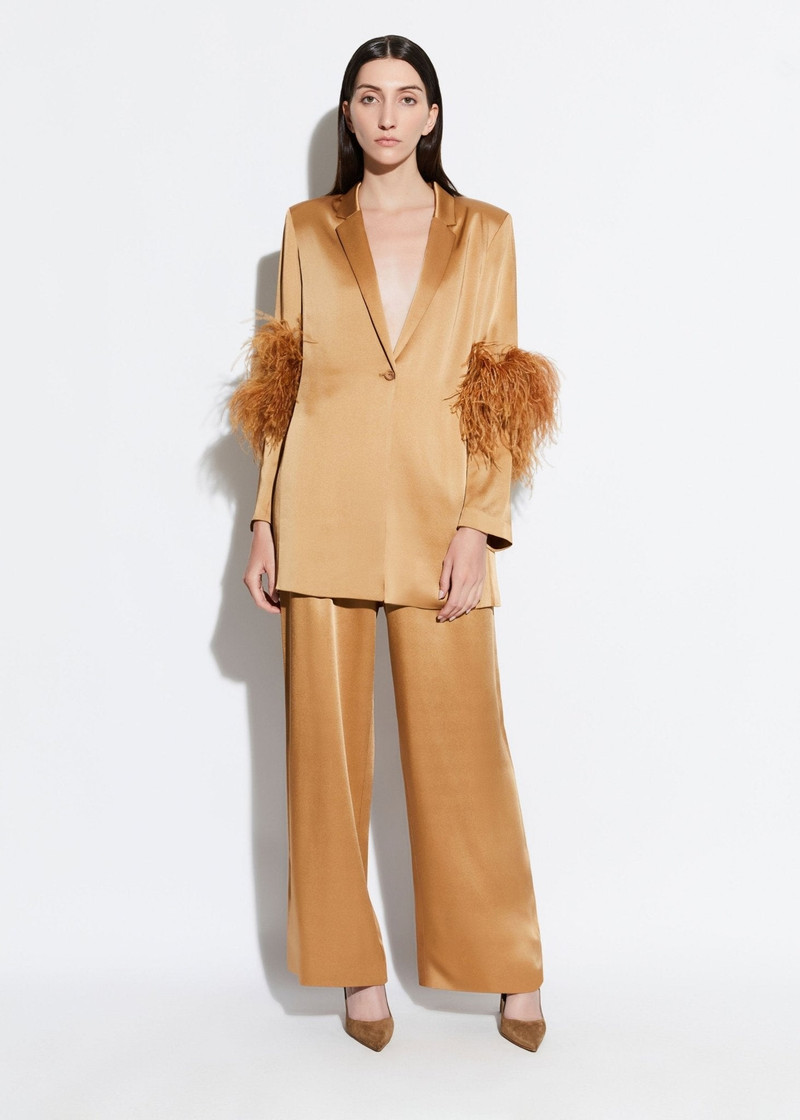 LAPOINTE Satin Single Breasted Blazer With Feathers outlook