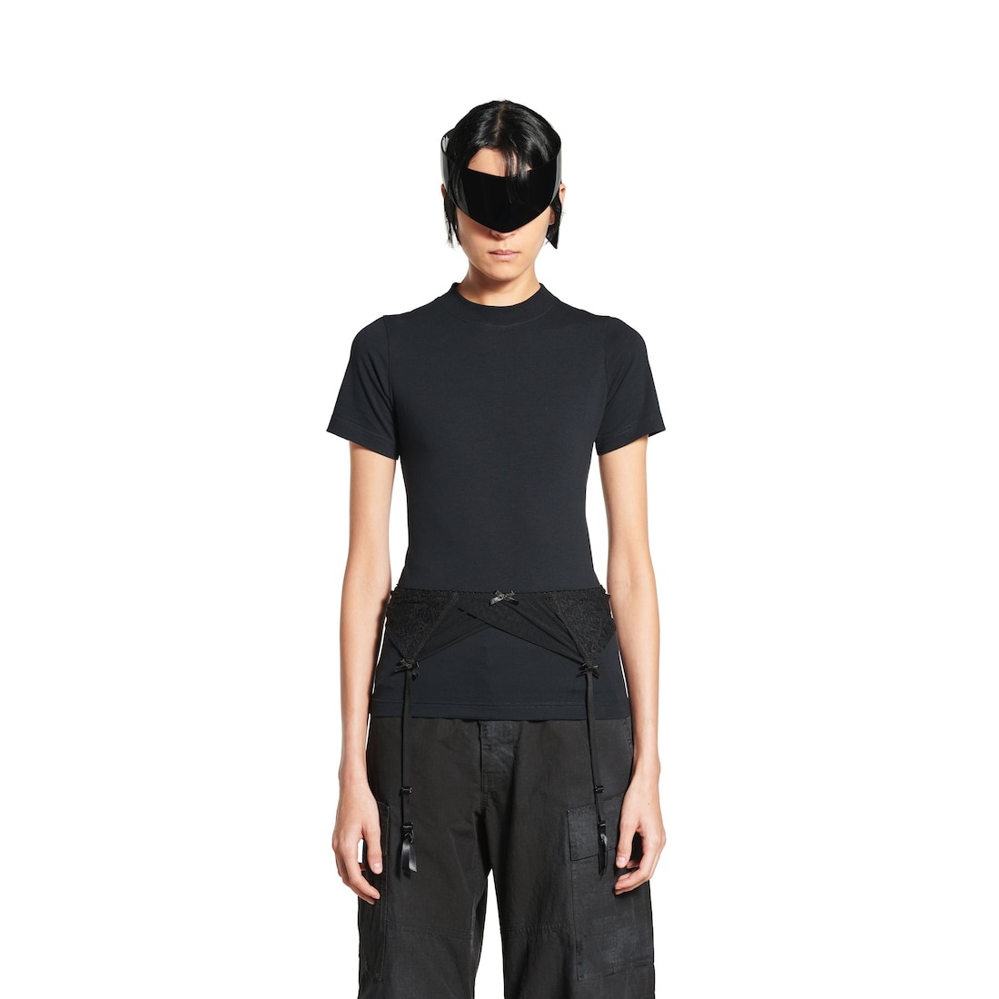 Women's Lingerie T-shirt in Faded Black - 5
