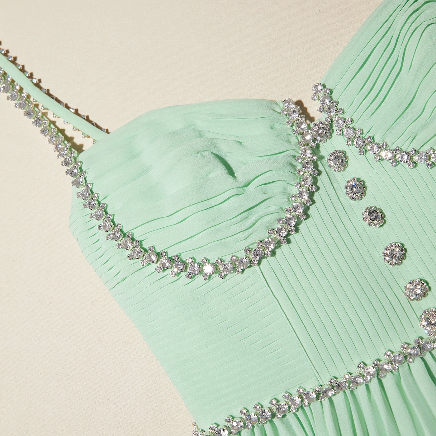パーティードレス SELF PORTRAIT PF23031MGC Dresses Green Tiered Diamante Green Tiered Diamante Chiffon Midi Dress SELF PORTRAIT Verde
