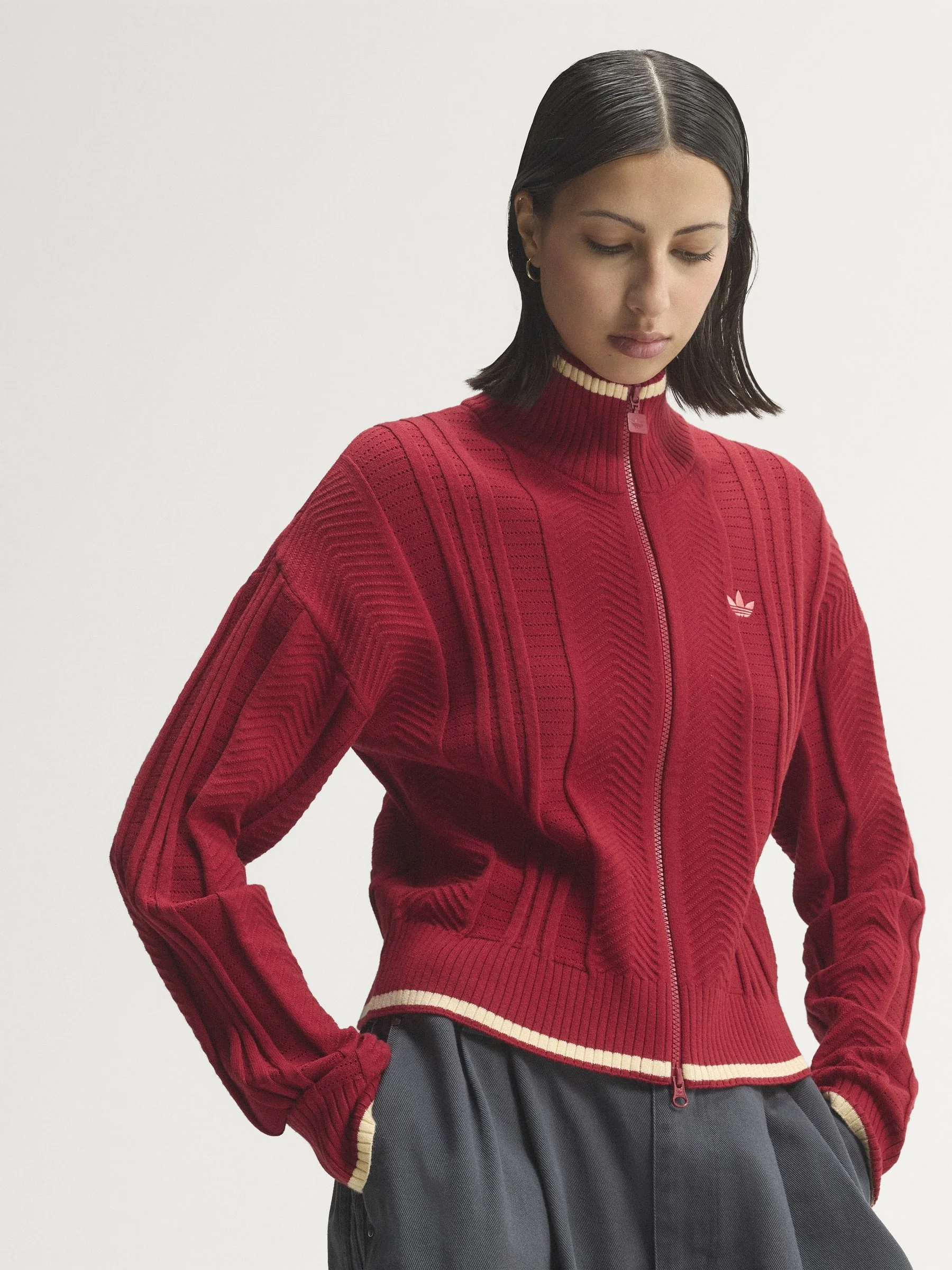 CABLE KNIT FIREBIRD TRACK TOP - 1