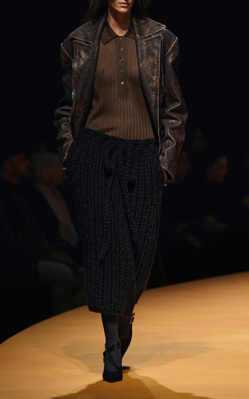 KHAITE Catalina Distressed Leather Jacket brown outlook