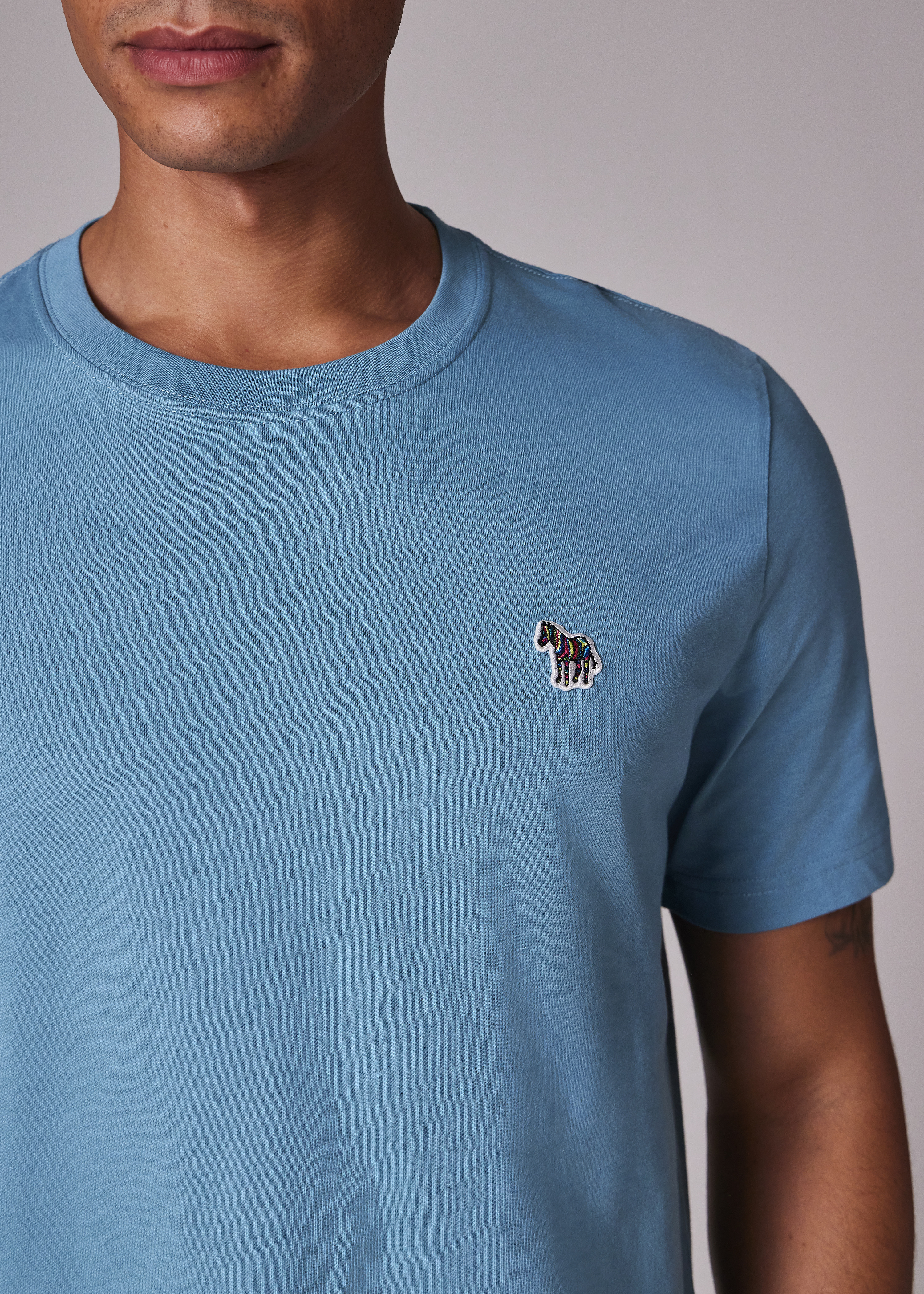 Light Teal Organic Cotton Zebra Logo T-Shirt - 5