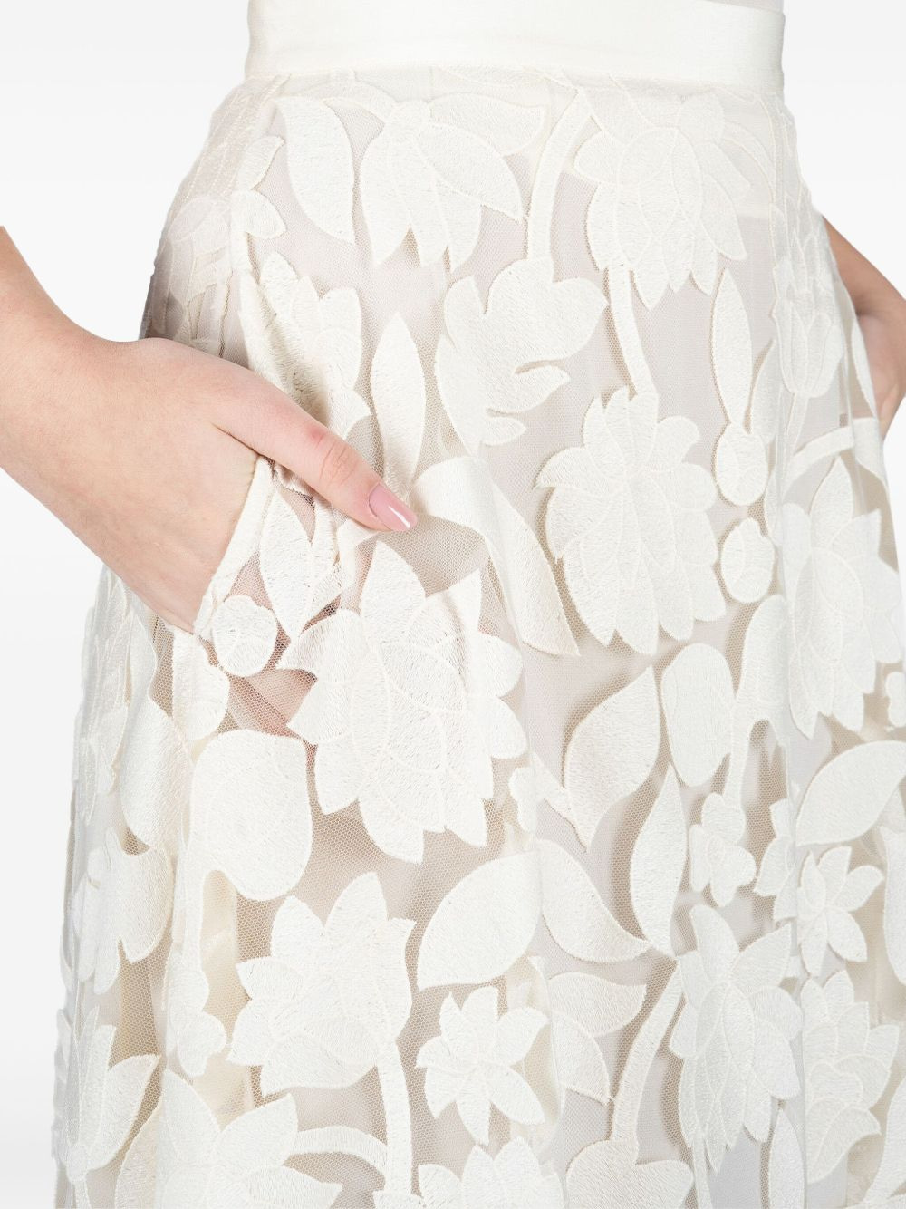 tulle embroidered midi skirt - 5