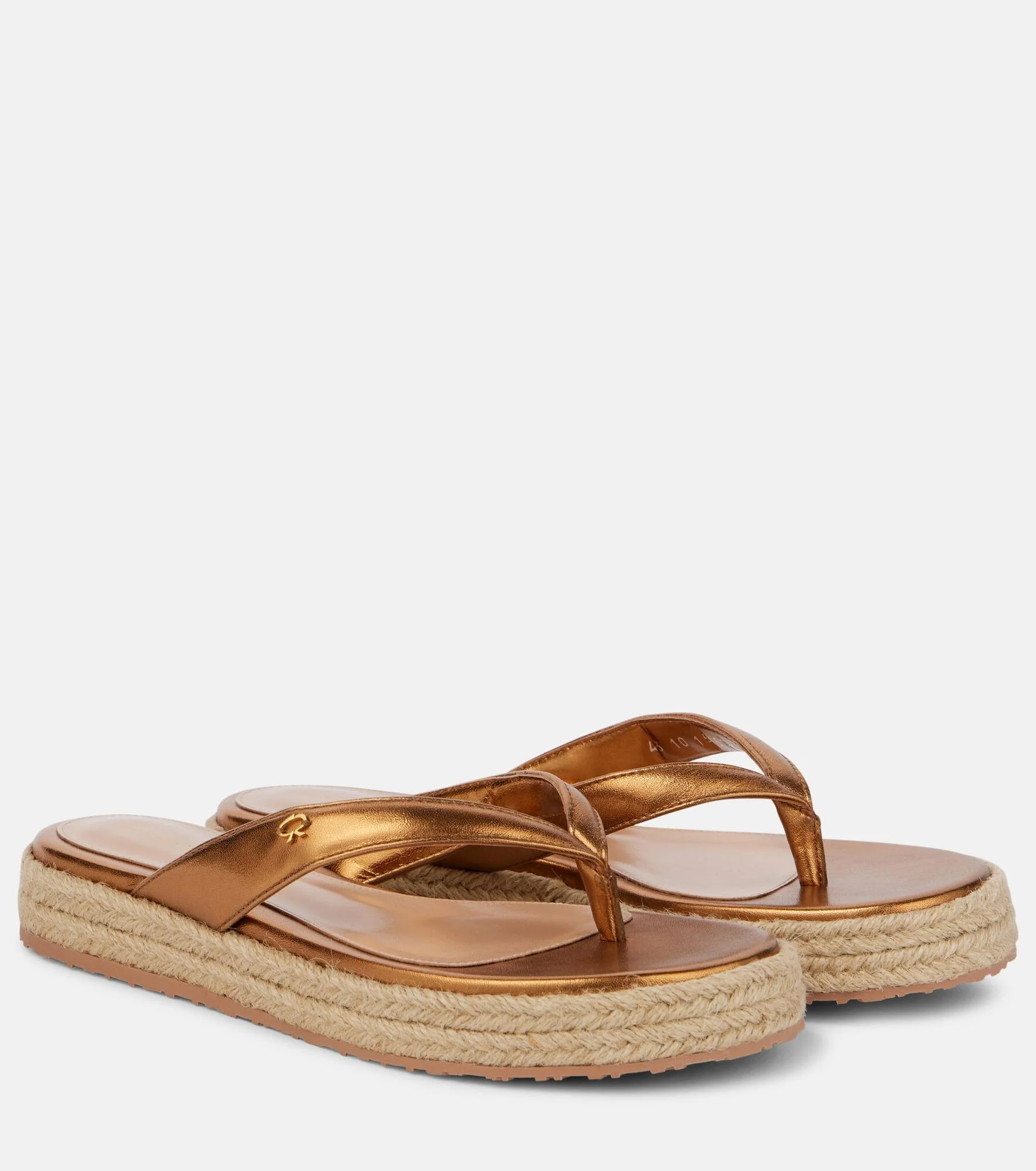 Metallic leather thong sandals - 1