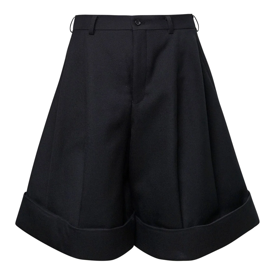 Double Weave Wool Wide-Leg Shorts - 1